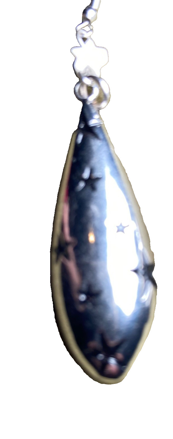 Earrings Celestial Silvertone Dangle With White S… - image 5