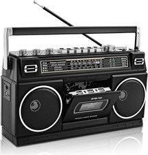 Retro Classic 80s Style Portable Boombox with Cassette Player Recorder,AM/FM/SW2
