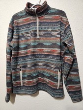 Polyester Blend Quater Zip Pullover Ariat Caldwell In Biscay Bay Serape Size L