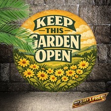Please Keep Off The Lawn Round Aluminum Sign 8x8 Garden Decor