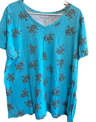 Woman Within Women s 22/24 1X Short Sleep Top. Teal Blue. Has small mark See Pic