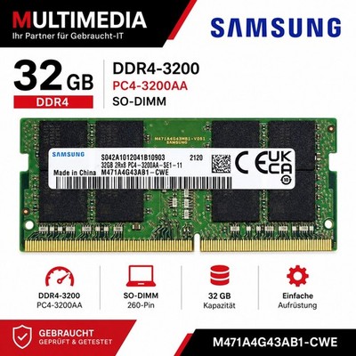 Samsung 32GB DDR4-3200 SO-DIMM RAM PC4-3200AA 2Rx8 M471A4G43AB1-CWE#2370