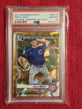 Drew Gray 2021 Bowman Chrome Sapphire Gold #12/15 PSA 10 Cubs