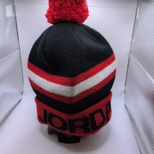 Air Jordan Red Black White Cuff Pom Beanie