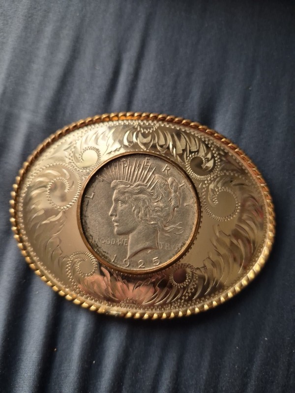 comstock German Silvers silversmith silver coin embedded 1925 liberty!..