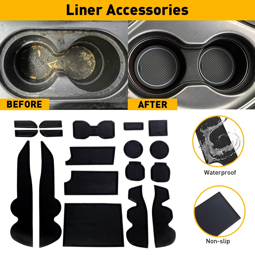 Liner Accessories For 2016-2022 Tacoma Toyota Cup Door Console Pocket Inserts-18