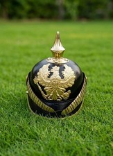 Handgefertigter Kaiserlich Preu&szlig;ischer Militaria Lederhelm Deutsche Pickelkap...