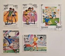 Kampuchea Football Stamps – Mexico 86 & Italia 90 – 5 Used – Soccer Lot - A12