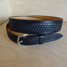 New Hand Tooled Black Leather Western Ranger Belt w/Buckle Size 42