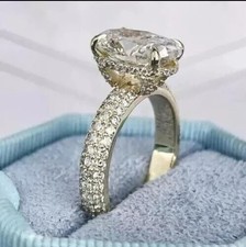2CT Oval Cut Lab-Created Diamond Engagement Wedding Ring 14K White Gold Plated