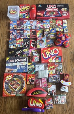 Massive Uno Card Game Lot Attack Roboto Wild Dominoes Tin Giant Dos Spin Deluxe