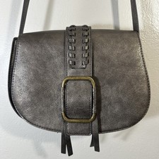 A.N.A. Boho bronze color Leather Crossbody Bag Adjustable Strap Brass Accents