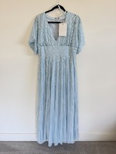 Mac Duggal 10807 Powder Blue Sequin Beaded Gown Dress Sz 10 NWT Evening Luxe