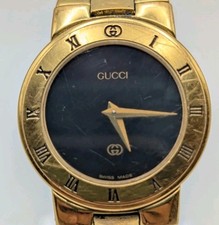 Gucci Gold tone Watch 3300L Watch Black Dial Parts 