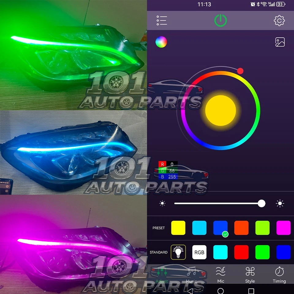 Placas LED RGB Angel Eye DRL para Mercedes-Benz S500 S560 S63 S65 AMG 2015-2020 Foto 2 de 4
