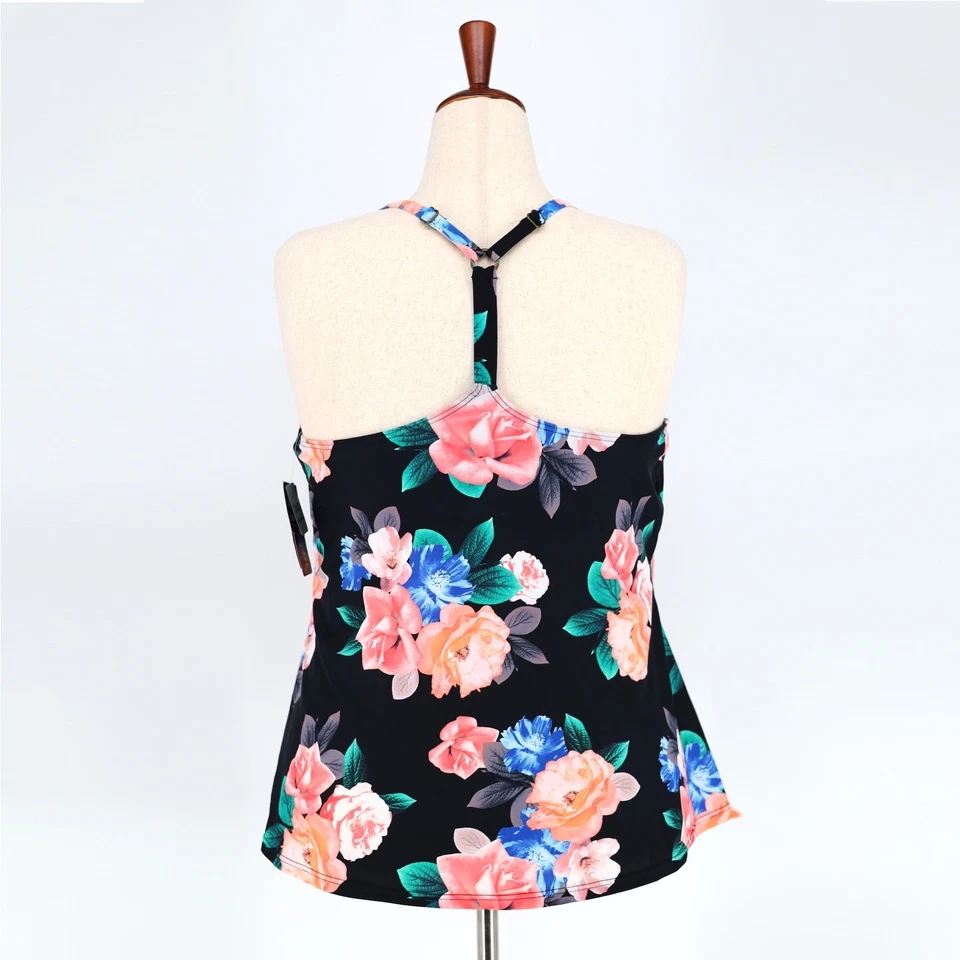 Conjunto de tankini/parte inferior de natación Island Escape floral con aros talla grande 16W Foto 4 de 4