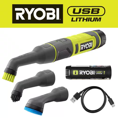 #ad USB Lithium Cordless Compact Detail Scrubber Kit W 2Ah Battery Charging Cable $35.36
