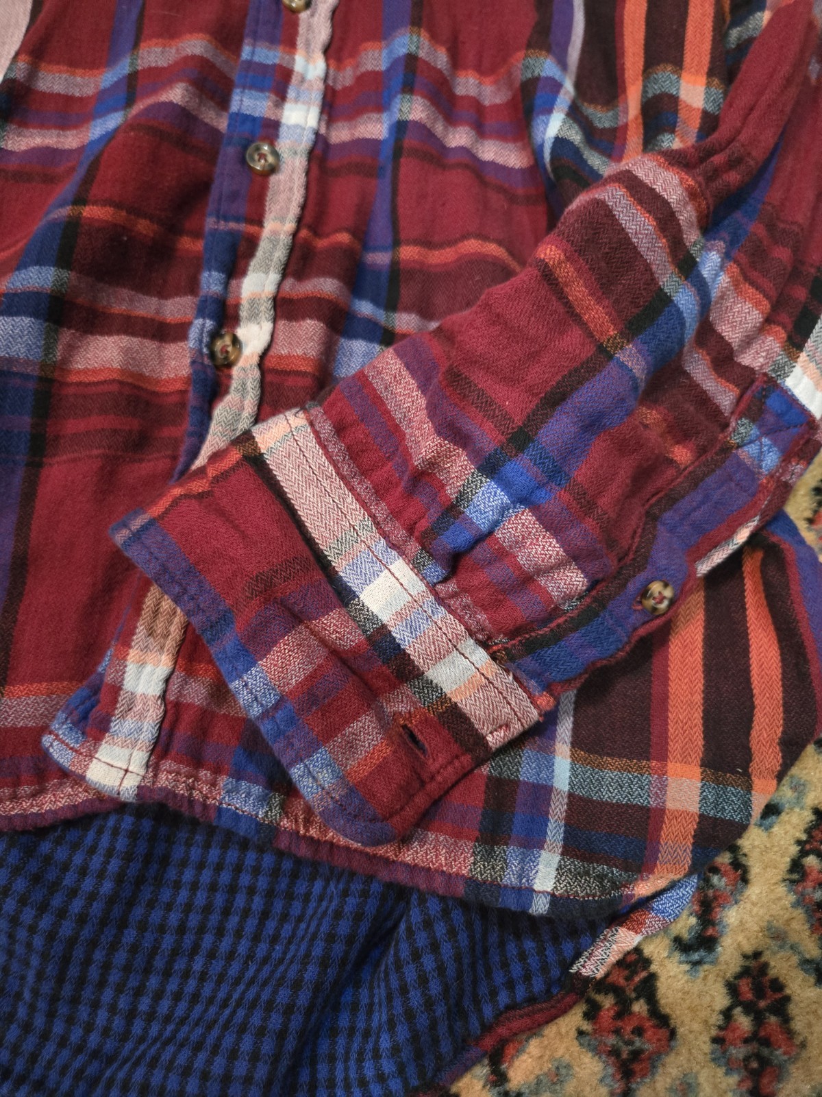 mossimo medium plaid button down shirt casual or … - image 5