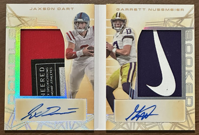 2024 Leaf Jaxson Dart Garrett Nussmeier Nike Swoosh Laundry Tag