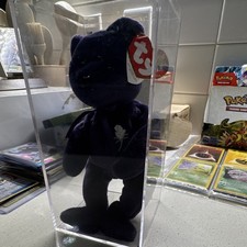 Ty Beanie Babies Princess Diana Bear 1997 Plush w/ Heart Hang Tag Display Case