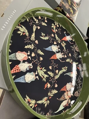Pottery Barn Forest Gnome Handcrafted Serving Tray Christmas New in box