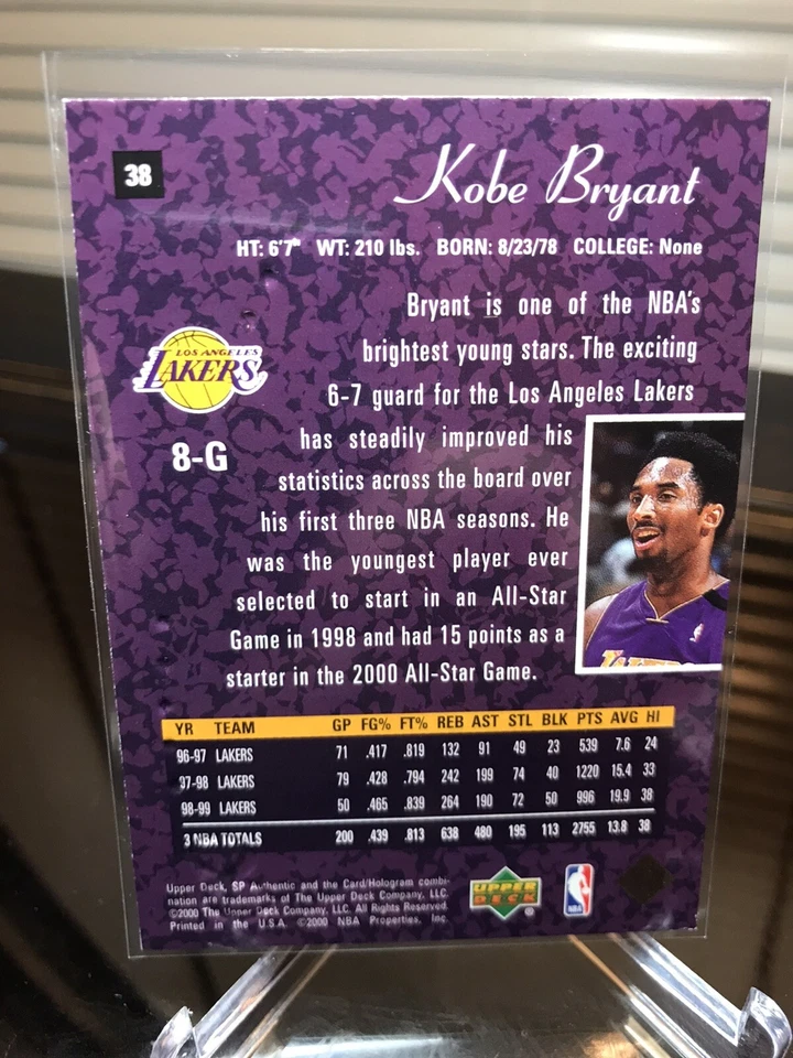 1999-00 SP Authentic Kobe Bryant Base #38 BGS PSA Los Angeles Lakers Pack Fresh! - Image 2 of 2