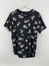 Abercrombie Fitch Soft A&F Tee T Shirt Mens Size Medium Shot Sleeve Black Floral