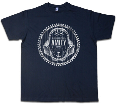 AMITY HARBOR PATROL T-SHIRT Jaws Martin Quint Boat Brody Great White Ship