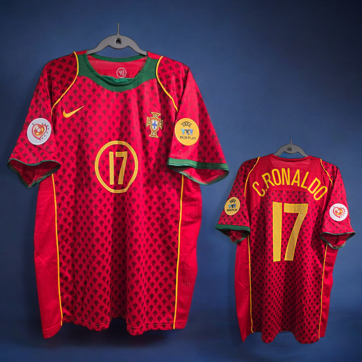 PORTUGAL HOME 2004 - FOOTBALL SOCCER - C. RONALDO # 17 - 2XL (Run