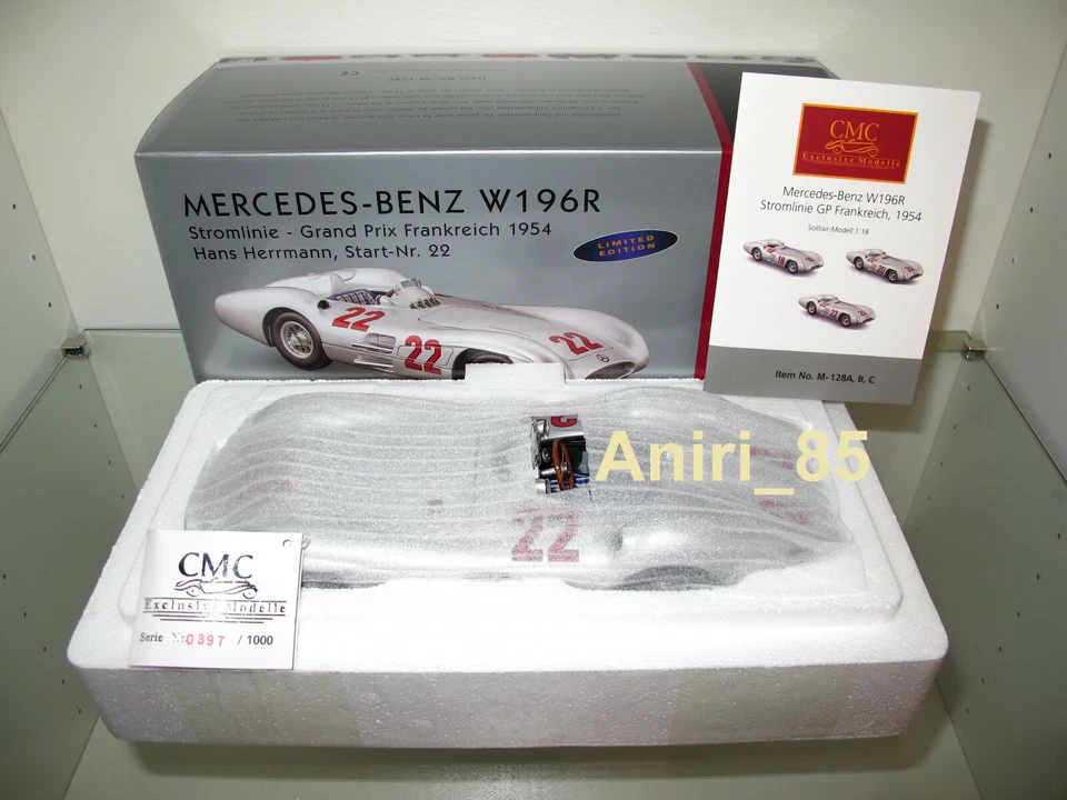1:18 CMC M-128C Mercedes-Benz W196R Streamline #22 Hans Herrmann GP France 1954 - Image 3 of 4