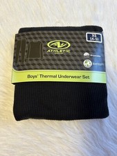 Athletic Works Thermal Underwear Set Boys Size XS 4-5 Black Waffle Pajamas