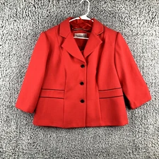 Sag Harbor Blazer & Tank Top Womens 16W Plus Red Basket Weave retro glam classic