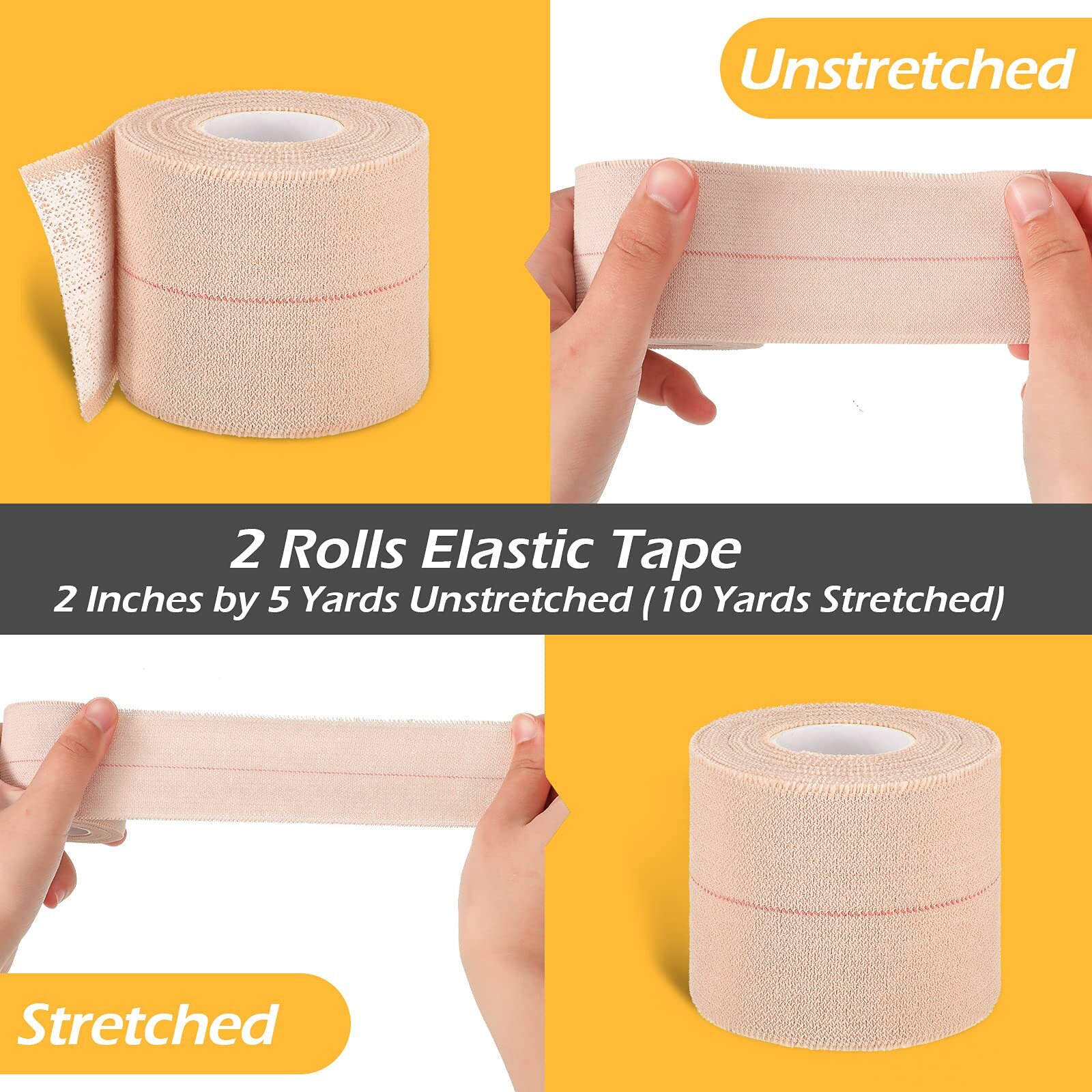 2 Rolls Adhesive Elastic Tape Bandage Tape Wrap Flexible Stretch Bandages for...