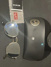 Ray-Ban Hexagonal Flat Sunglasses - Polished Gold Frame with Blue Gradient Lens