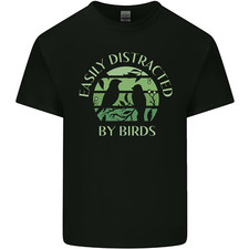 Distracted By Birds Funny Birdwatching Birding Mens Cotton T-Shirt Tee Top