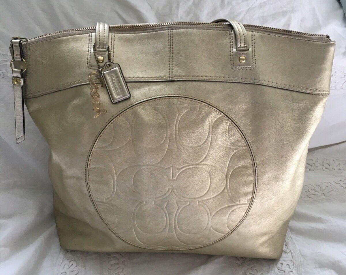 COACH 18336 Gold Leather Tote Bag Purse-NICE | eBay