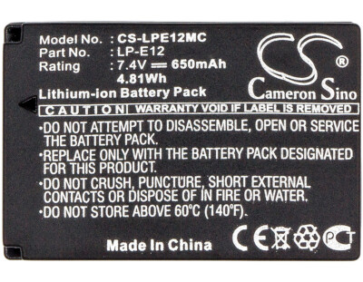 BATTERIE 650mAh Type LP-E12 LC-E12 For Canon EOS 100D Kiss X7 M M2 M50