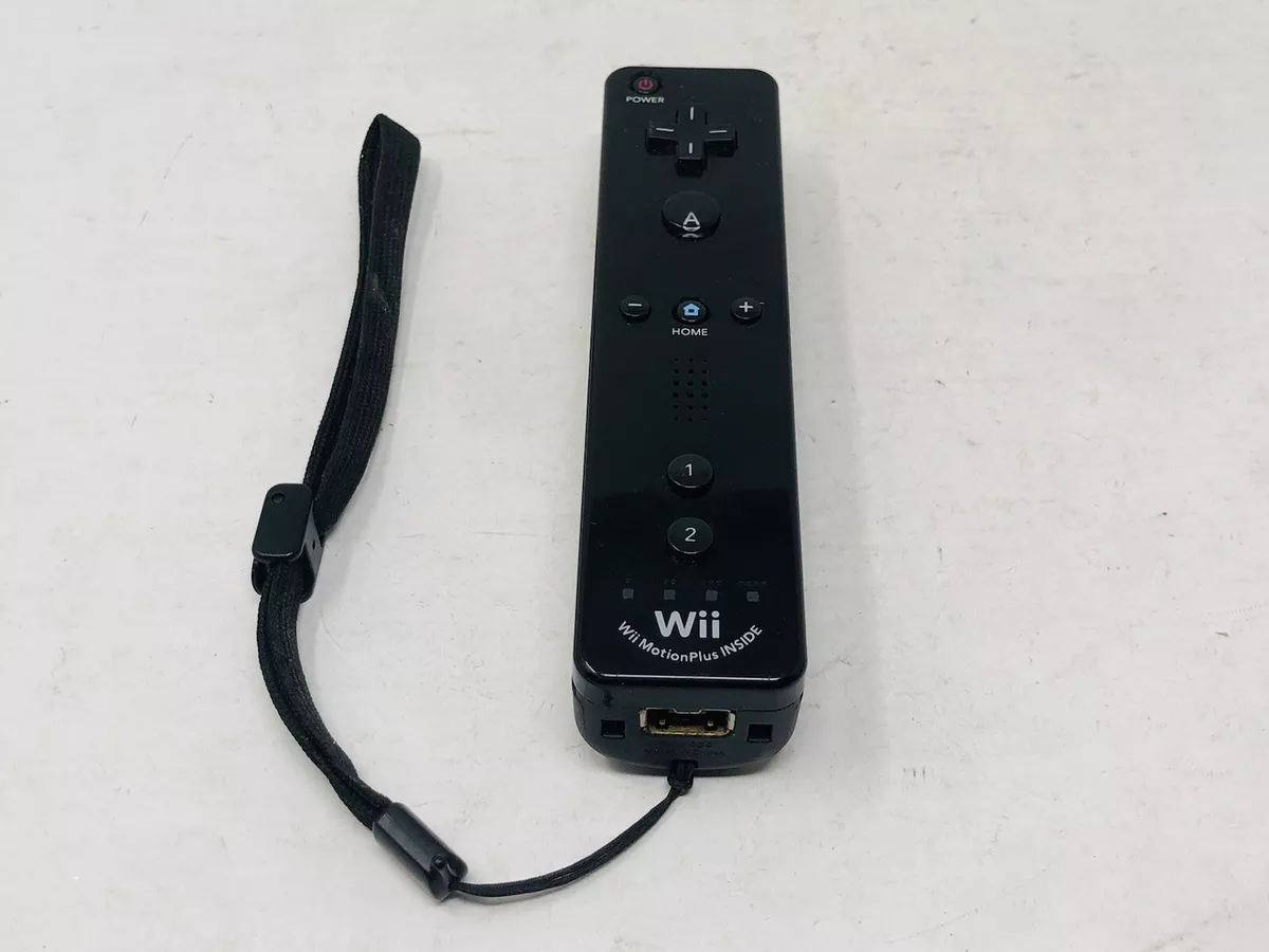 Nintendo Wii Remote Black Motion Plus Controller w/Strap Official Tested  RVL-036