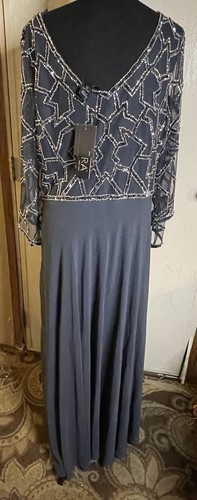 JKara Damen grau langes fließendes festliches Kleid Größe 16 - Bild 5 von 15
