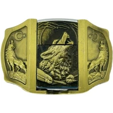 Belt Buckle Wolf Lighter Combo REMOVABLE Fits 1.5" belt width