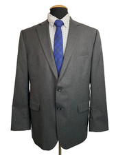 CLAIBORNE Mens Gray Wool REG FIT 2 Button Sport Coat Suit Jacket SIZE 42R