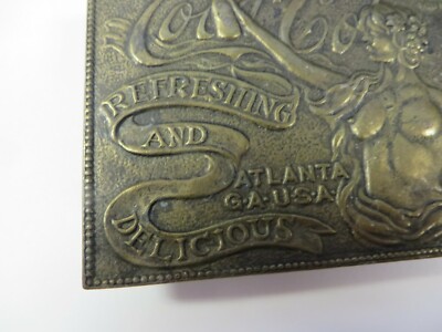 Vintage Belt Buckle COCA-COLA Brass Tiffany Foundry NAKED WOMAN