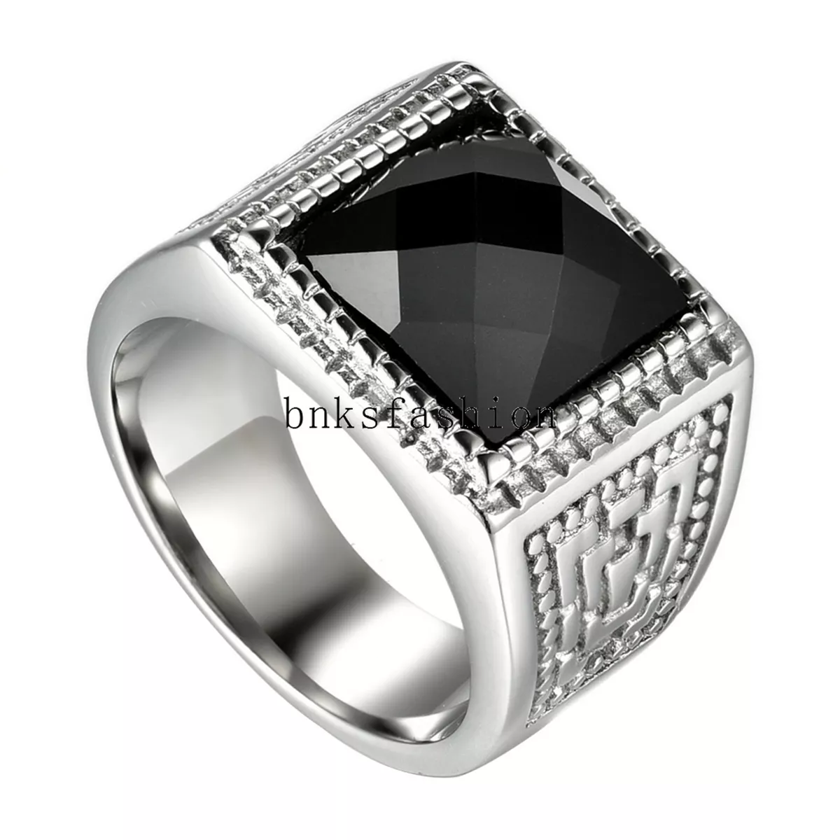 Platinum ring with black best sale stone