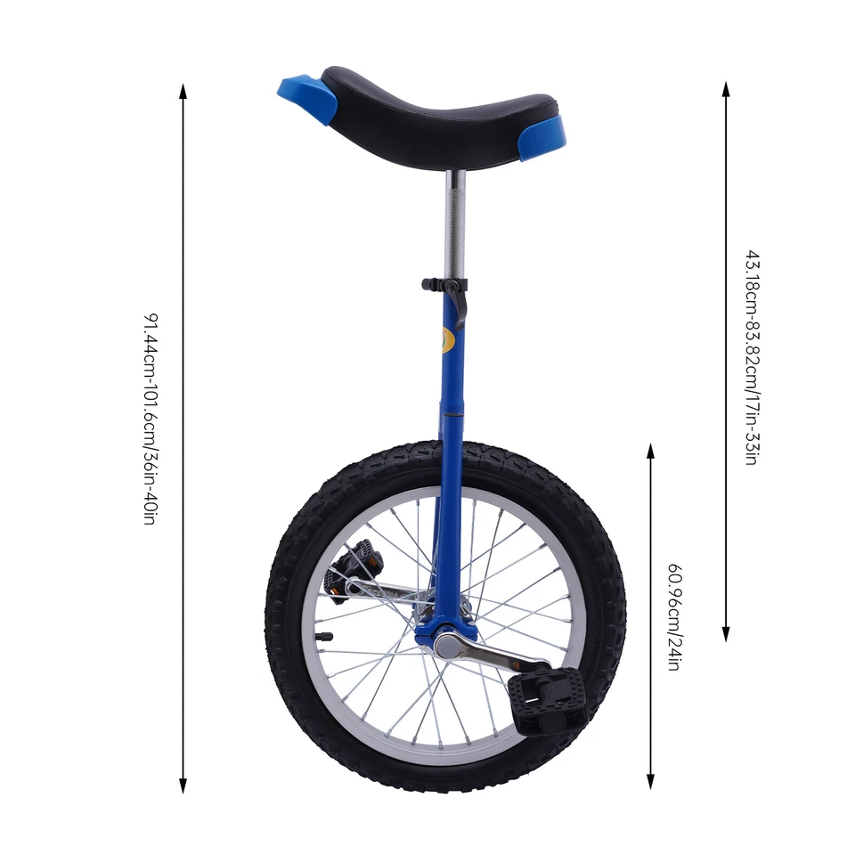 Wheel Outdoor Sports Unicycle 24" Adjustable Seat Exercise Bicycle Fitness Bike - Image 3 of 4