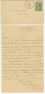 1888 Iowa City letter from H F Wickham, 911 East Iowa Avenue to McPherson Kansas