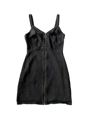 Topshop Denim Dress Full Zip Black Skirt Women's Size 0 Good Condition  Cute! | eBay