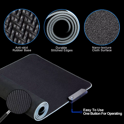 RGB Gaming Mousepad – XXL 900×400 mm | 14 RGB-Modi | Rutschfest | DE Versand - Bild 8 von 9