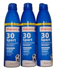 Walgreens Sport Sunscreen Spray SPF 30 Broad Spectrum 9.1 oz (3 Pack) Exp 11/26
