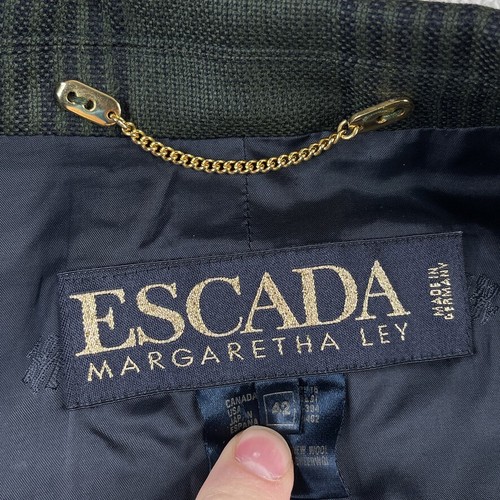 Escada Margaretha Ley Jacket Womens 42 Large Green Wool Double Breasted Blazer - Picture 8 of 20