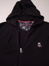 ROBERT GRAHAM Men's Cotton/Polyester (M) Black Full Zip HOODIE Pouch Pockets